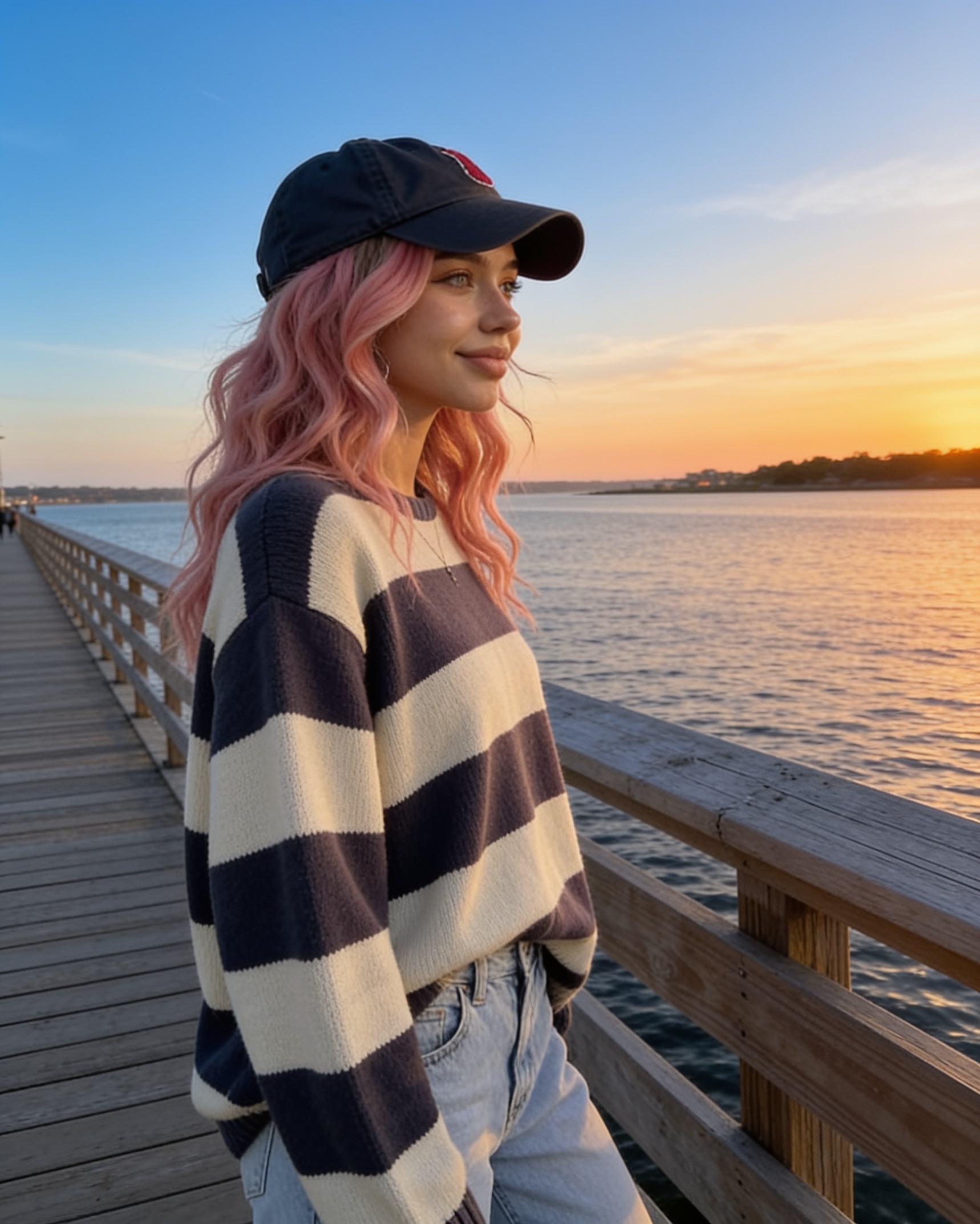 Ivanka at sunset by the water